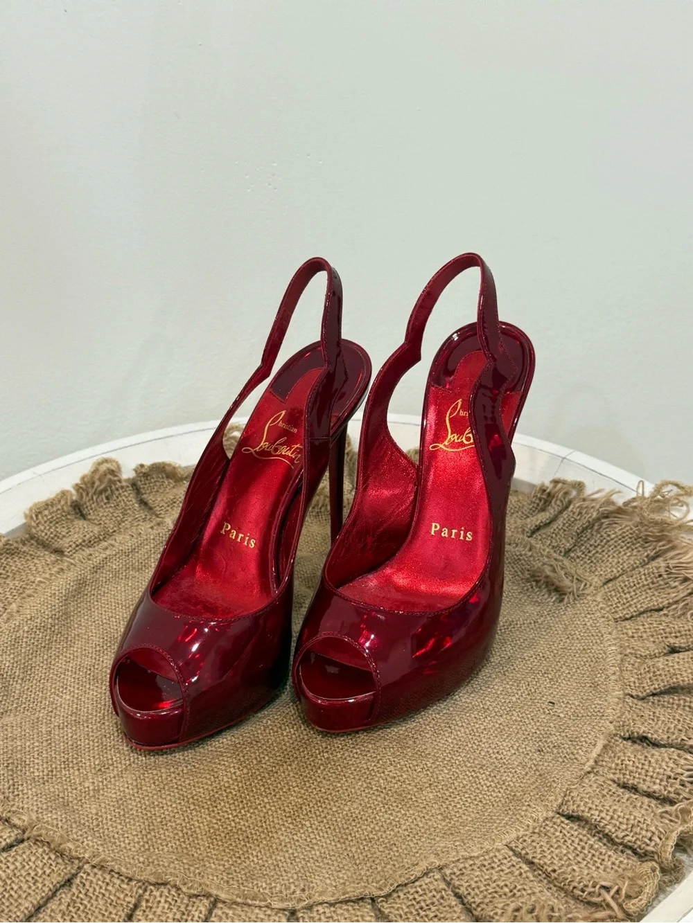SOLD - Christian Louboutin Hot Chick Peep Toe Slingback Platform Heels – Size 35